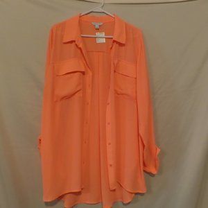 Boutique Orange Women’s Long Sleeve Button Down Top _ Size 1X